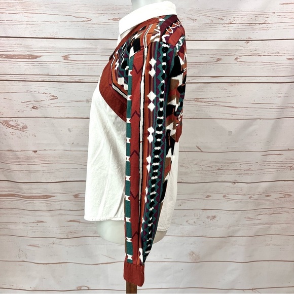Vintage Y2K 90’s Roper Western Boho Terracotta Aztec Bolero Button Up Top - Picture 6 of 8